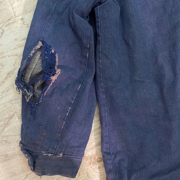 Thrashed Vintage Wrangler Denim Chore Coat - Men's Medium - Picture 5 of 8